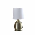 Ore International 14 in. Ellis Metal Table Lamp - Antique Brass & White HBL2110